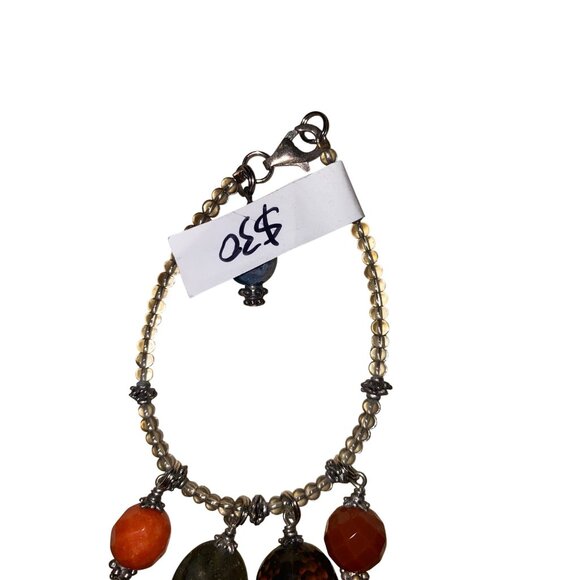 Handcrafted Gemstone Beaded Bracelet With Multi-Color Charms & Silver Accents - Picture 8 of 8